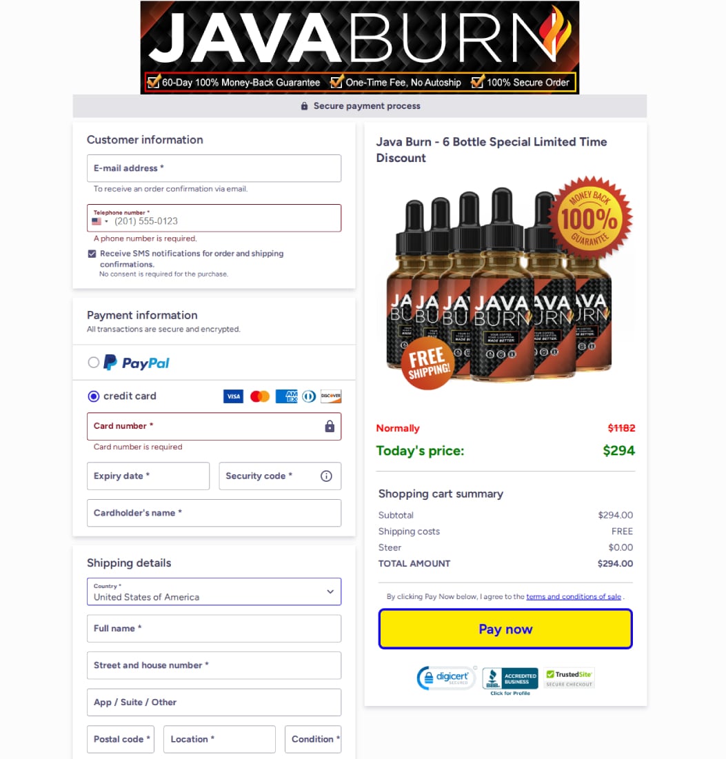Check Out Page for Java Burn  